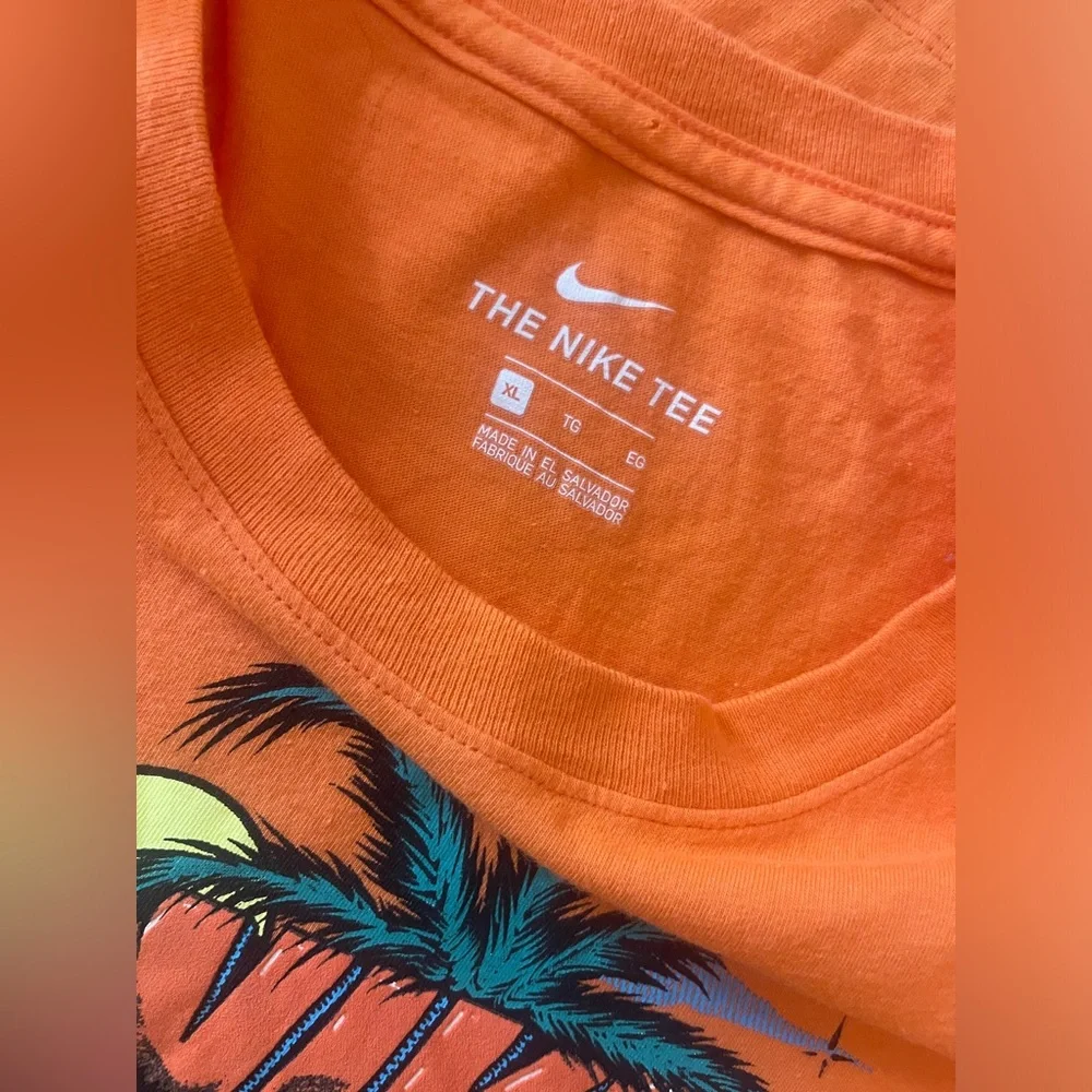 Men’s Nike S/S T-Shirt, Palm Tree & Beach Print 637586-YFB Orange Size XL - Picture 5 of 11